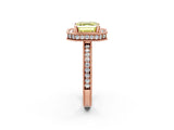 Rose gold Fancy Yellow Asscher  Halo Diamond Engagement Ring with Milgrain Pave Band and Four-Prong Setting_53