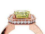 Rose gold Fancy Yellow Asscher  Halo Diamond Engagement Ring with Milgrain Pave Band and Four-Prong Setting_55