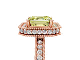 Rose gold Fancy Yellow Asscher  Halo Diamond Engagement Ring with Milgrain Pave Band and Four-Prong Setting_56