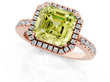 Rose gold Fancy Yellow Asscher  Halo Diamond Engagement Ring with Pavé Band and Four-Prong Setting_46