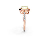 Rose gold Fancy Yellow Asscher  Halo Diamond Engagement Ring with Pavé Band and Four-Prong Setting_47