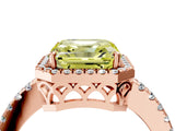 Rose gold Fancy Yellow Asscher  Halo Diamond Engagement Ring with Pavé Band and Four-Prong Setting_49