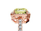 Rose gold Fancy Yellow Asscher  Halo Diamond Engagement Ring with Pavé Band and Four-Prong Setting_50