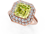 Rose gold Fancy Yellow Asscher  Halo Diamond Engagement Ring with Solitaire Band and Four-Prong Setting_18