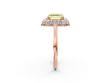 Rose gold Fancy Yellow Asscher  Halo Diamond Engagement Ring with Solitaire Band and Four-Prong Setting_19