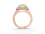 Rose gold Fancy Yellow Asscher  Halo Diamond Engagement Ring with Solitaire Band and Four-Prong Setting_20