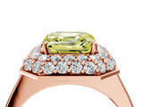 Rose gold Fancy Yellow Asscher  Halo Diamond Engagement Ring with Solitaire Band and Four-Prong Setting_21