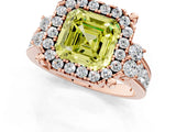 Rose gold Fancy Yellow Asscher  Halo Diamond Engagement Ring with Split Shank and Four-Prong Setting 1