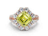 Rose gold Fancy Yellow Asscher  Halo Diamond Engagement Ring with Split Shank and Prong Setting_51