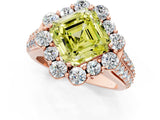 Rose gold Fancy Yellow Asscher  Halo Diamond Engagement Ring with Split Shank and Prong Setting_52