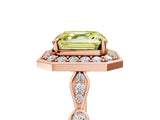 Rose gold Fancy Yellow Asscher  Halo Diamond Engagement Ring with Twisted Band and Four-Prong Setting 5