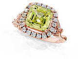 Rose gold Fancy Yellow Asscher  Halo Diamond Engagement Ring with Vintage-Inspired Band and Four-Prong Setting_4