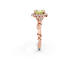 Rose gold Fancy Yellow Asscher  Halo Diamond Engagement Ring with Vintage-Inspired Band and Four-Prong Setting_5