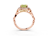 Rose gold Fancy Yellow Asscher  Halo Diamond Engagement Ring with Vintage-Inspired Band and Four-Prong Setting_6