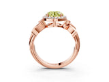 Rose gold Fancy Yellow Asscher  Halo Diamond Floral Band with Four-Prong Setting_38
