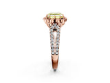 Rose gold Fancy Yellow Asscher  Halo Diamond Floral Split Shank Engagement Ring 3