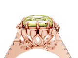 Rose gold Fancy Yellow Asscher  Halo Diamond Floral Split Shank Engagement Ring 5