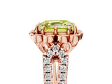 Rose gold Fancy Yellow Asscher  Halo Diamond Floral Split Shank Engagement Ring