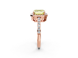 Rose gold Fancy Yellow Asscher  Halo Diamond Pavé Band Ring with Prong Setting_2