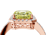 Rose gold Fancy Yellow Asscher  Halo Diamond Pavé Band Ring with Prong Setting_4