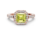 Rose gold Fancy Yellow Asscher  Halo Diamond Pavé Solitaire Ring_71