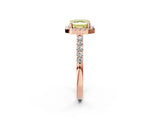 Rose gold Fancy Yellow Asscher  Halo Diamond Pavé Solitaire Ring_73