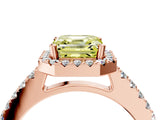 Rose gold Fancy Yellow Asscher  Halo Diamond Pavé Solitaire Ring_75