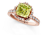 Rose gold Fancy Yellow Asscher  Halo Diamond Pave Band Ring with Four-Prong Setting_16