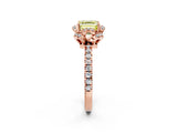Rose gold Fancy Yellow Asscher  Halo Diamond Pave Band Ring with Four-Prong Setting_17