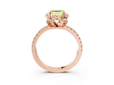 Rose gold Fancy Yellow Asscher  Halo Diamond Pave Band Ring with Four-Prong Setting_18