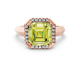 Rose gold Fancy Yellow Asscher  Halo Diamond Ring with Cathedral Band and Four-Prong Setting_46