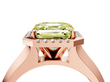 Rose gold Fancy Yellow Asscher  Halo Diamond Ring with Cathedral Band and Four-Prong Setting_50