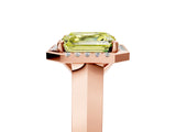 Rose gold Fancy Yellow Asscher  Halo Diamond Ring with Cathedral Band and Four-Prong Setting_51
