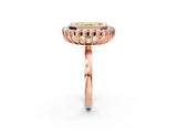 Rose gold Fancy Yellow Asscher  Halo Diamond Ring with Milgrain Edge and Round Prong Setting_77