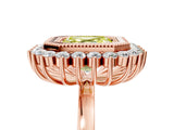 Rose gold Fancy Yellow Asscher  Halo Diamond Ring with Milgrain Edge and Round Prong Setting_80