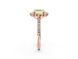 Rose gold Fancy Yellow Asscher  Halo Diamond Ring with Pavé Band and Prong Setting_19