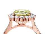 Rose gold Fancy Yellow Asscher  Halo Diamond Ring with Pavé Band and Prong Setting_21