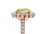 Rose gold Fancy Yellow Asscher  Halo Diamond Ring with Pavé Band and Prong Setting_22