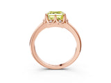 Rose gold Fancy Yellow Asscher  Halo Diamond Ring with Round Cluster Setting, Solitaire Band, and Four-Prong Setting_33