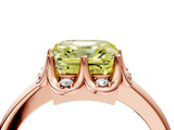 Rose gold Fancy Yellow Asscher  Halo Diamond Ring with Round Cluster Setting, Solitaire Band, and Four-Prong Setting_34