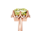 Rose gold Fancy Yellow Asscher  Halo Diamond Ring with Round Cluster Setting, Solitaire Band, and Four-Prong Setting_35