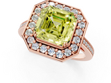 Rose gold Fancy Yellow Asscher  Halo Diamond Ring with Split Shank and Four-Prong Setting_1