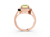 Rose gold Fancy Yellow Asscher  Halo Diamond Ring with Split Shank and Four-Prong Setting_3