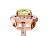 Rose gold Fancy Yellow Asscher  Halo Diamond Ring with Split Shank and Four-Prong Setting_5