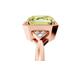 Rose gold Fancy Yellow Asscher  Halo Diamond Ring with Tapered Band and Four-Prong Setting_8