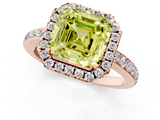 Rose gold Fancy Yellow Asscher  Halo Diamond Solitaire with Pavé Band and Four-Prong Setting_18