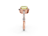 Rose gold Fancy Yellow Asscher  Halo Diamond Solitaire with Pavé Band and Four-Prong Setting_19