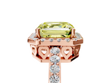 Rose gold Fancy Yellow Asscher  Halo Diamond Solitaire with Pavé Band and Four-Prong Setting_22