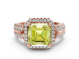 Rose gold Fancy Yellow Asscher  Halo Diamond Split Shank Engagement Ring with Prong Setting_75