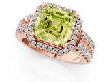 Rose gold Fancy Yellow Asscher  Halo Diamond Split Shank Engagement Ring with Prong Setting_76
